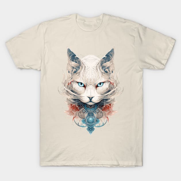 Mystical Cat Art Nouveau T-Shirt by entwithanaxe